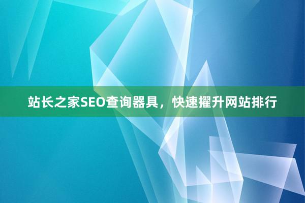 站长之家SEO查询器具，快速擢升网站排行